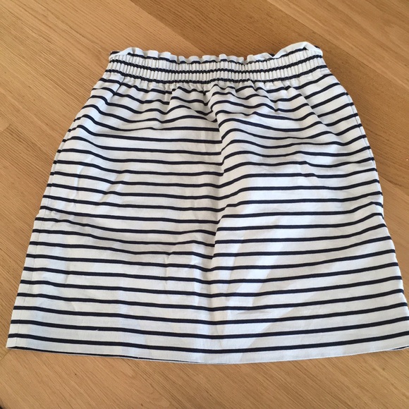 J Crew Navy & White Striped Linen Sidewalk Skirt - Picture 3 of 6